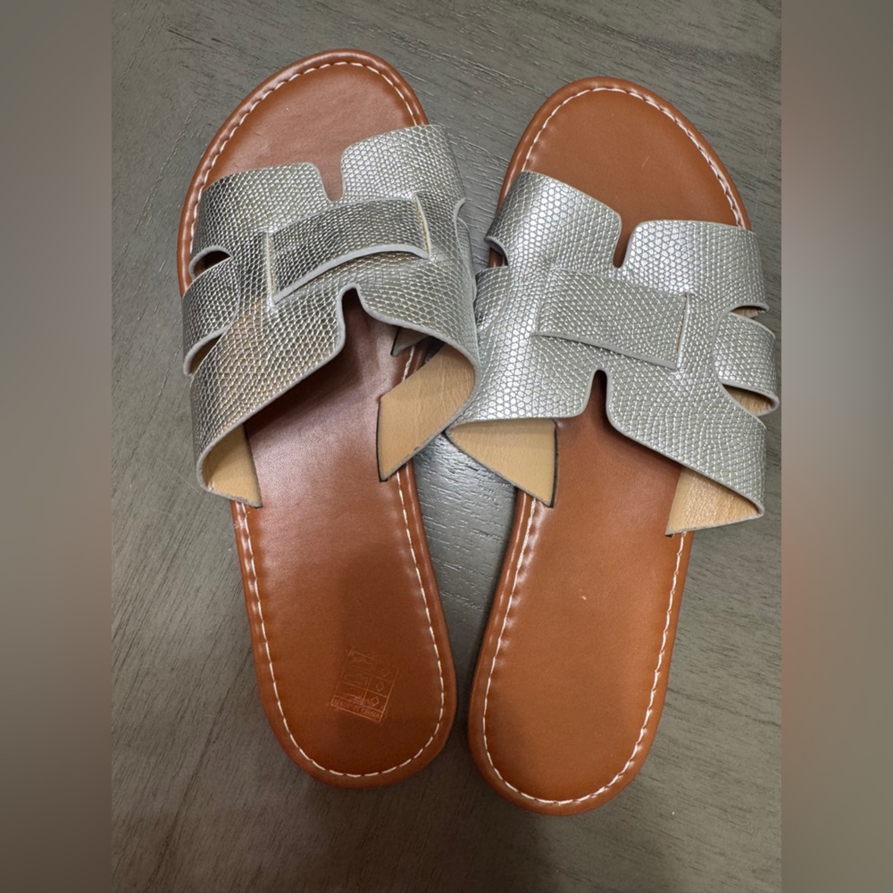 Stylish Silver Slide Sandals